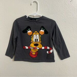 Disney Pluto Christmas Long Sleeve Toddler Girl Shirt Size 2T